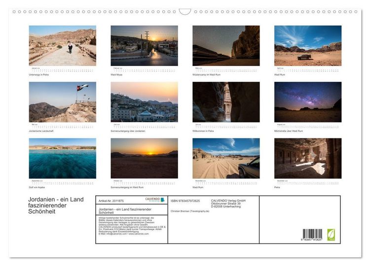 Produktbild: Jordanien - ein Land faszinierender Sch&ouml;nheit (Wandkalender 2026 DIN A2 quer), CALVENDO Monatskalender