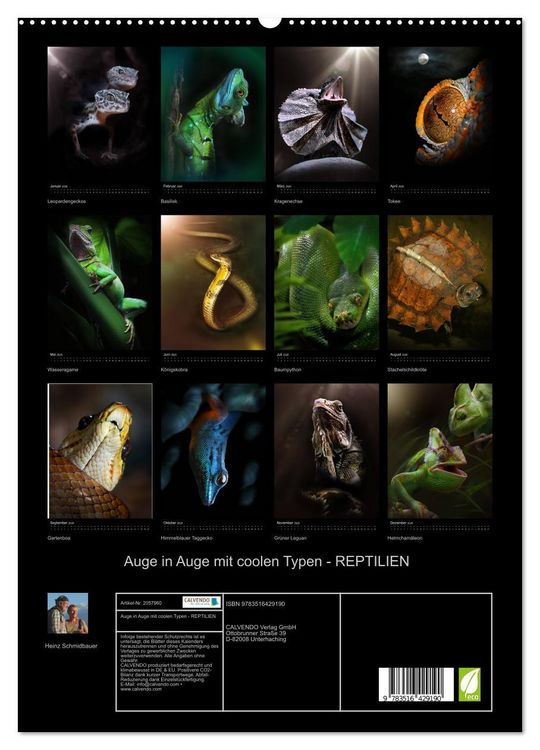 Produktbild: Auge in Auge mit coolen Typen - REPTILIEN (hochwertiger Premium Wandkalender 2026 DIN A2 hoch), Kunstdruck in Hochglanz