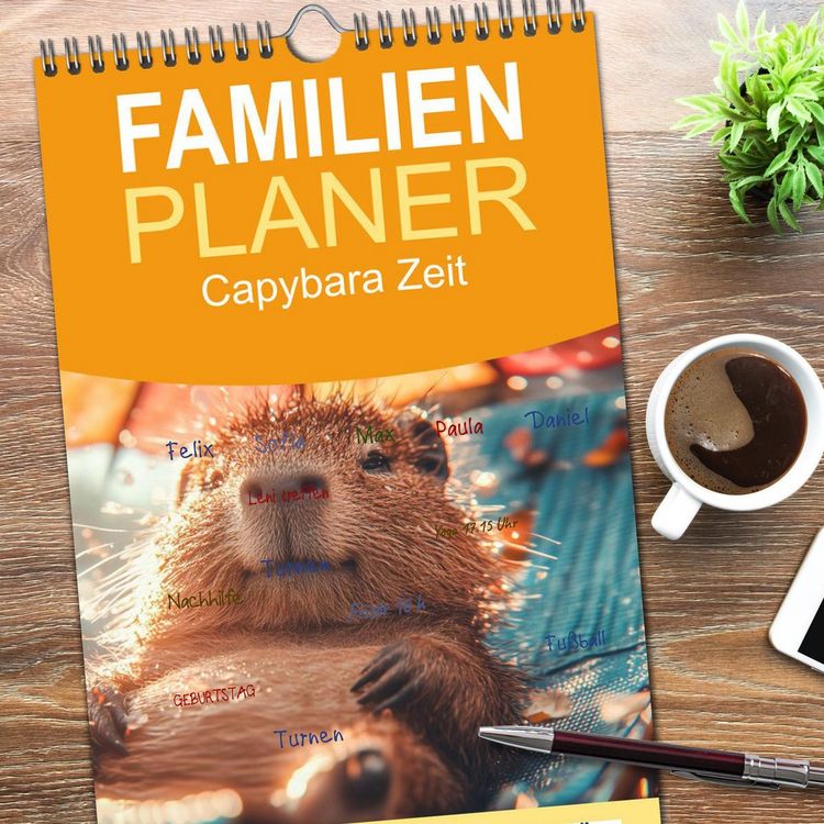 Produktbild: Familienplaner 2026 - Capybara Zeit mit 5 Spalten (Wandkalender, 21 x 45 cm) CALVENDO