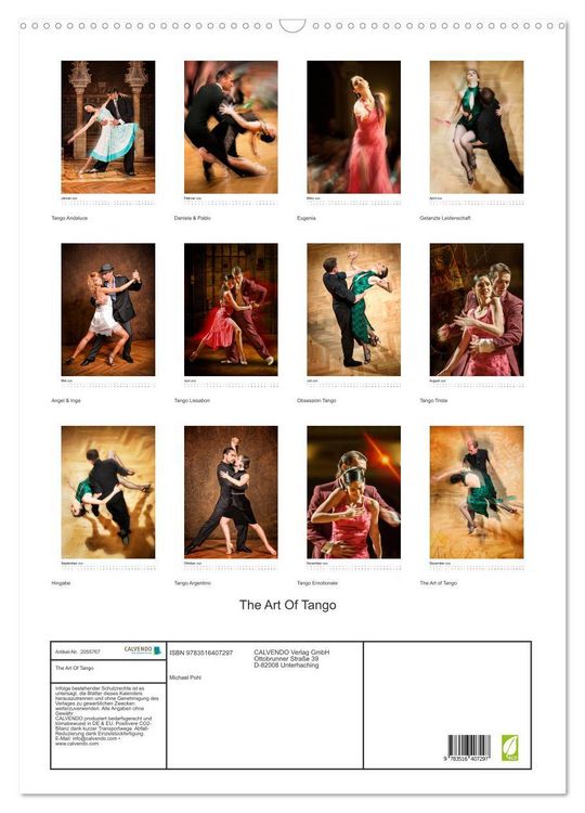 Produktbild: The Art Of Tango (Wandkalender 2026 DIN A2 hoch), CALVENDO Monatskalender