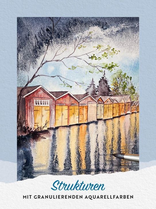 Produktbild: 55 x malen &ndash; Aquarell-Effekte: Das Kartenset f&uuml;r deine Watercolor-Praxis