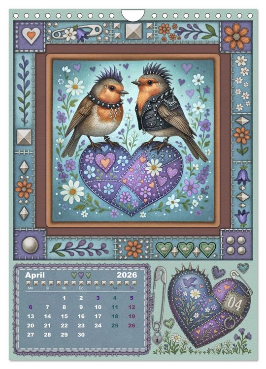 Produktbild: V&ouml;gel. Kleine Punks. Gro&szlig;es Herz. (Wandkalender 2026 DIN A4 hoch), CALVENDO Monatskalender