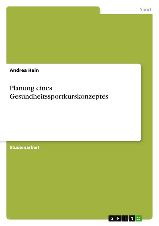 Produktbild: Planung eines Gesundheitssportkurskonzeptes