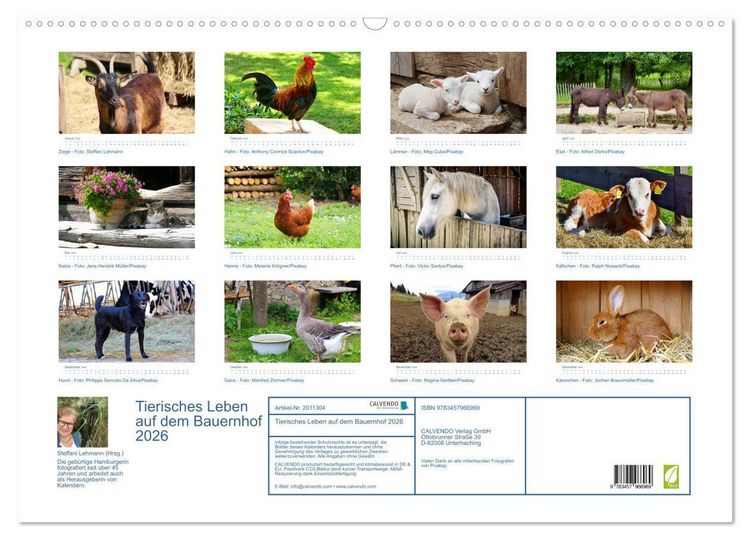 Produktbild: Tierisches Leben auf dem Bauernhof 2026 (Wandkalender 2026 DIN A2 quer), CALVENDO Monatskalender