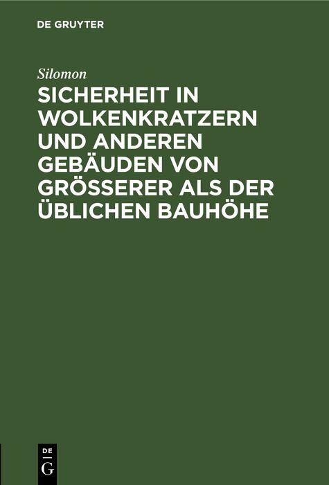 Produktbild: Sicherheit in Wolkenkratzern und anderen Geb&auml;uden von gr&ouml;&szlig;erer als der &uuml;blichen Bauh&ouml;he