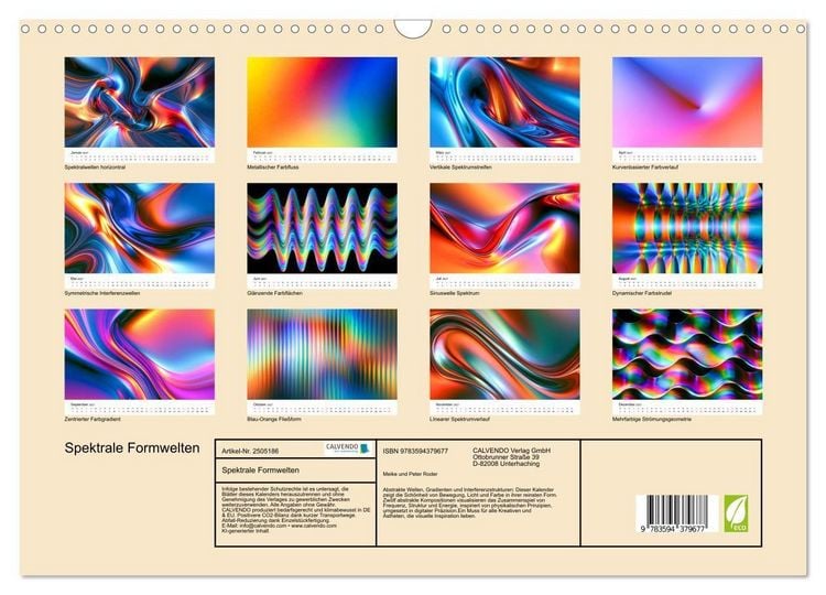 Produktbild: Spektrale Formwelten (Wandkalender 2027 DIN A3 quer), CALVENDO Monatskalender