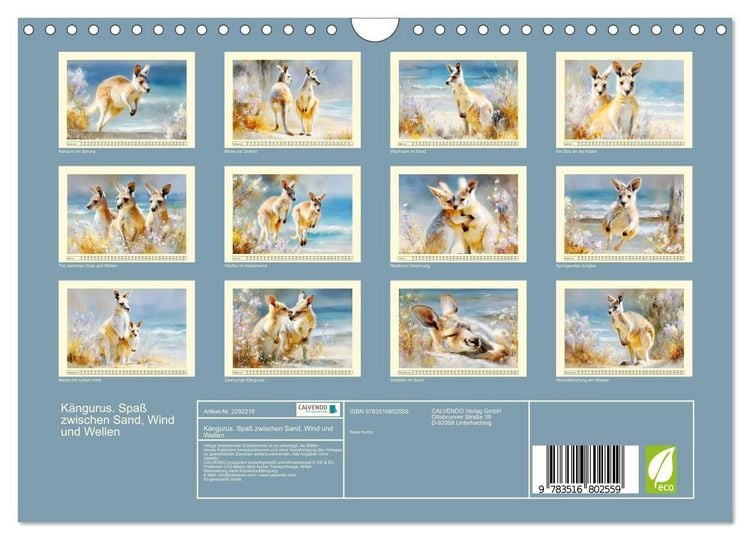 Produktbild: K&auml;ngurus. Spa&szlig; zwischen Sand, Wind und Wellen (Wandkalender 2027 DIN A4 quer), CALVENDO Monatskalender