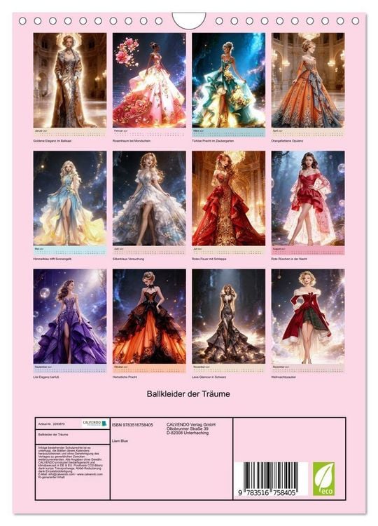 Produktbild: Ballkleider der Tr&auml;ume (Wandkalender 2027 DIN A4 hoch), CALVENDO Monatskalender