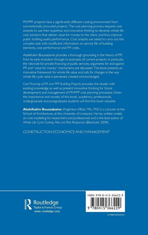 Produktbild: Cost Planning of PFI and PPP Building Projects