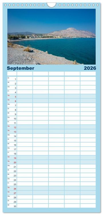 Produktbild: Familienplaner 2026 - Rhodos - Traumhafter S&uuml;den mit 5 Spalten (Wandkalender, 21 x 45 cm) CALVENDO