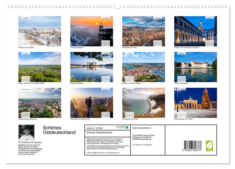 Produktbild: Sch&ouml;nes Ostdeutschland (Wandkalender 2026 DIN A2 quer), CALVENDO Monatskalender