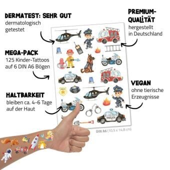 Produktbild: HAPPY TATTS, Kinder-Tattoos, 'Tat&uuml;-Tata' (48 Stk.)