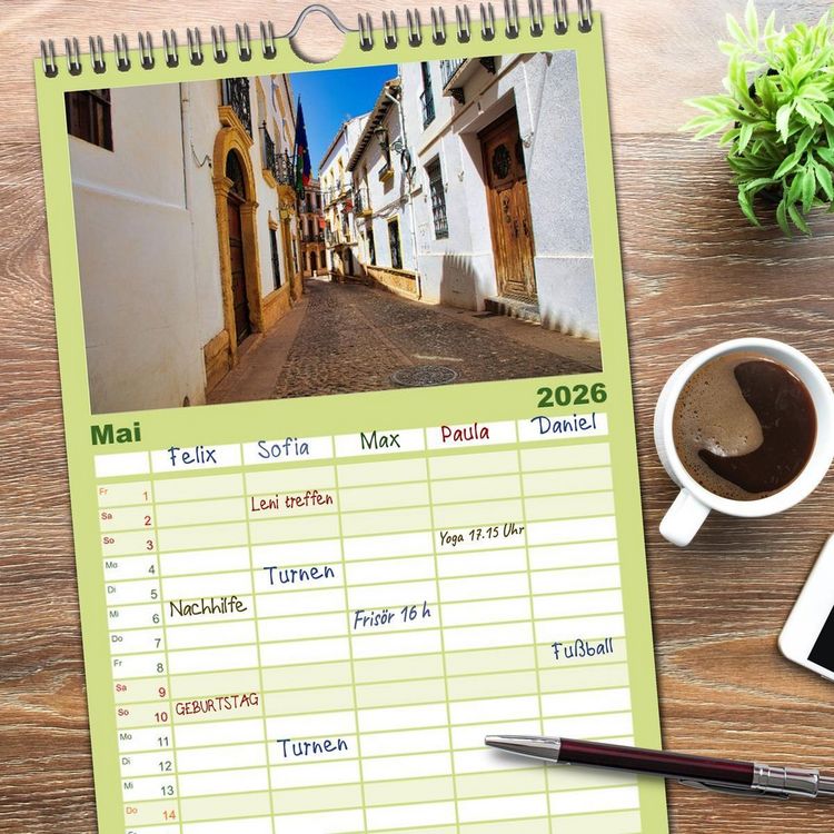 Produktbild: Familienplaner 2026 - Ronda in Andalusien - Stadt auf einem Felsplateau mit 5 Spalten (Wandkalender, 21 x 45 cm) CALVENDO