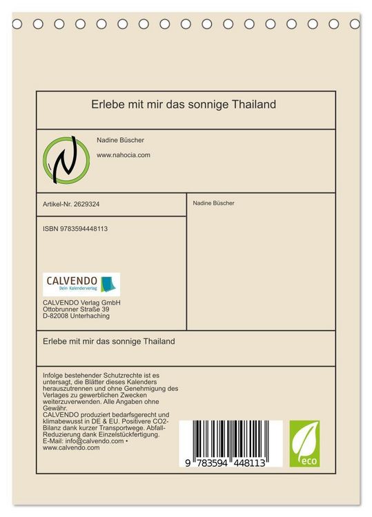 Produktbild: Erlebe mit mir das sonnige Thailand (Tischkalender 2027 DIN A5 hoch), CALVENDO Monatskalender