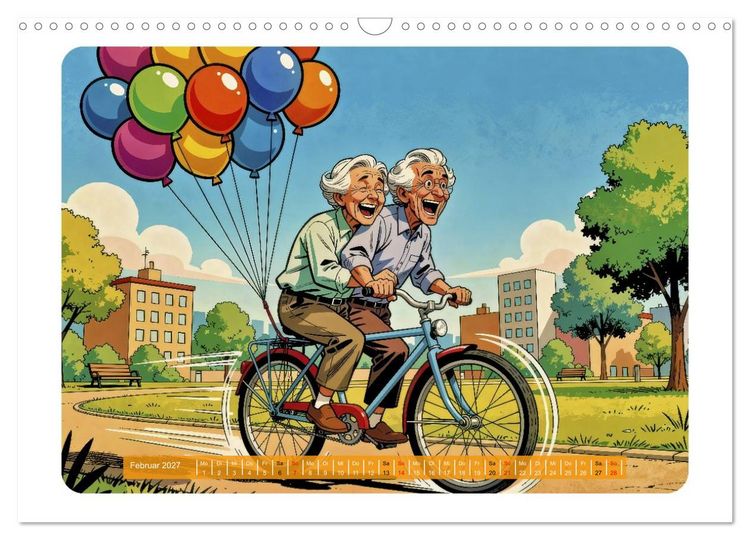 Produktbild: Charmante Rentner im Comic-Stil (Wandkalender 2027 DIN A3 quer), CALVENDO Monatskalender