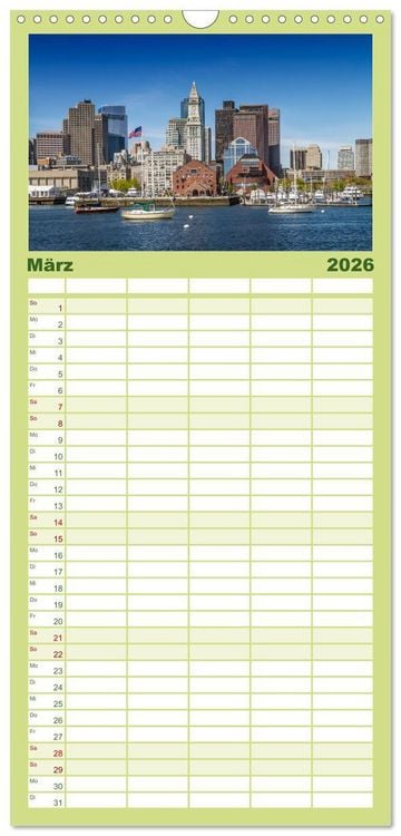 Produktbild: Familienplaner 2026 - Stadtansichten aus Boston mit 5 Spalten (Wandkalender, 21 x 45 cm) CALVENDO