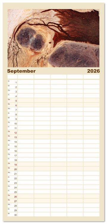 Produktbild: Familienplaner 2026 - ABOVE - Die Welt von oben in ihrer abstraktesten Form mit 5 Spalten (Wandkalender, 21 x 45 cm) CALVENDO
