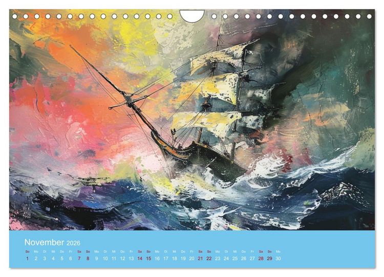 Produktbild: Das trunkene Schiff mit Bildern im William Turner-Stil (Wandkalender 2026 DIN A4 quer), CALVENDO Monatskalender