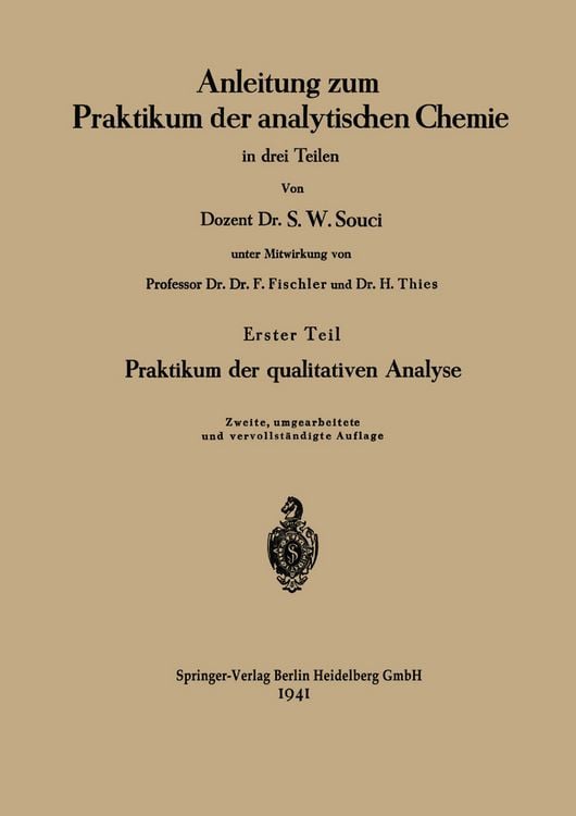 Produktbild: Anleitung zum Praktikum der analytischen Chemie in drei Teilen