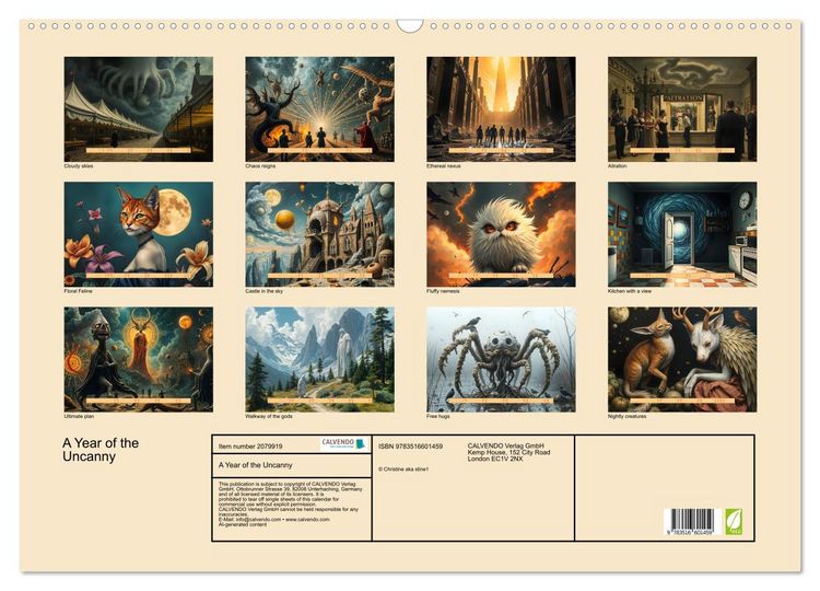 Produktbild: A Year of the Uncanny (Wall Calendar 2026 DIN A2 landscape), CALVENDO 12 Month Wall Calendar