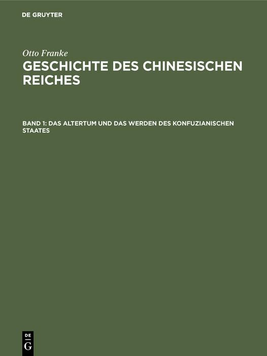Produktbild: Das Altertum und das Werden des konfuzianischen Staates