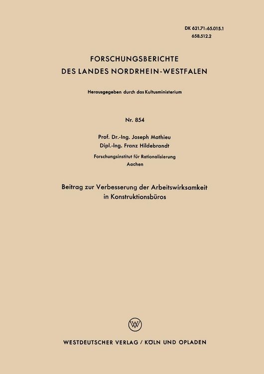 Produktbild: Beitrag zur Verbesserung der Arbeitswirksamkeit in Konstruktionsb&uuml;ros