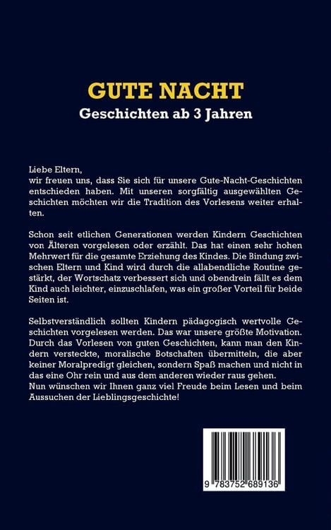 Produktbild: Gute Nacht Geschichten ab 3 Jahren: Tolle Kindergeschichten zum Lernen, Einschlafen und Tr&auml;umen - Vorlesebuch f&uuml;r Kinder ab drei Jahren
