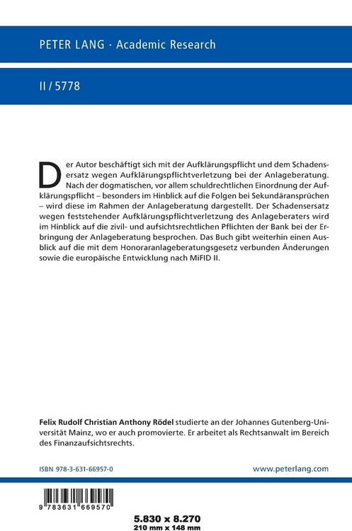Produktbild: Aufkl&auml;rungspflicht und Schadensersatz wegen Aufkl&auml;rungspflichtverletzung am Beispiel der Anlageberatung