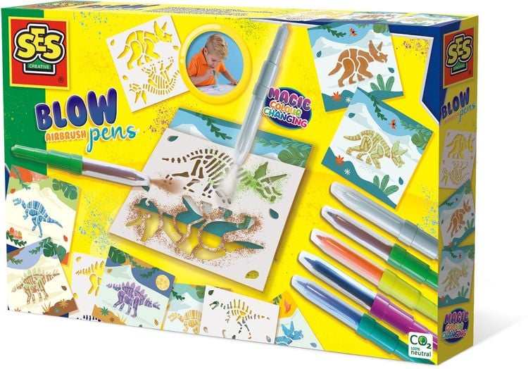 Bild vom Artikel SES Creative - Blow Airbrush Pens - Dinosaurier mit magischem Farbwechsel vom Autor 