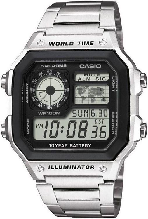Casio Quarz Armbanduhr AE-1200WHD-1AVEF (B x H x T) 42.1 x 45 x 12.5 mm Gehäusematerial=Harz Material (Armband)=Edelstahl
