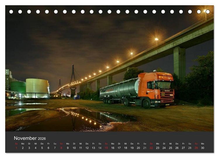 Produktbild: Hamburger Hafen bei Nacht (Tischkalender 2026 DIN A5 quer), CALVENDO Monatskalender