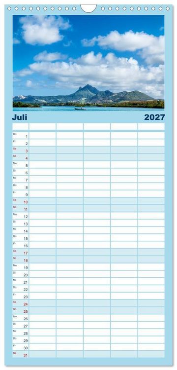 Produktbild: Familienplaner 2027 - Mauritius - Perle im Indischen Ozean mit 5 Spalten (Wandkalender, 21 x 45 cm) CALVENDO