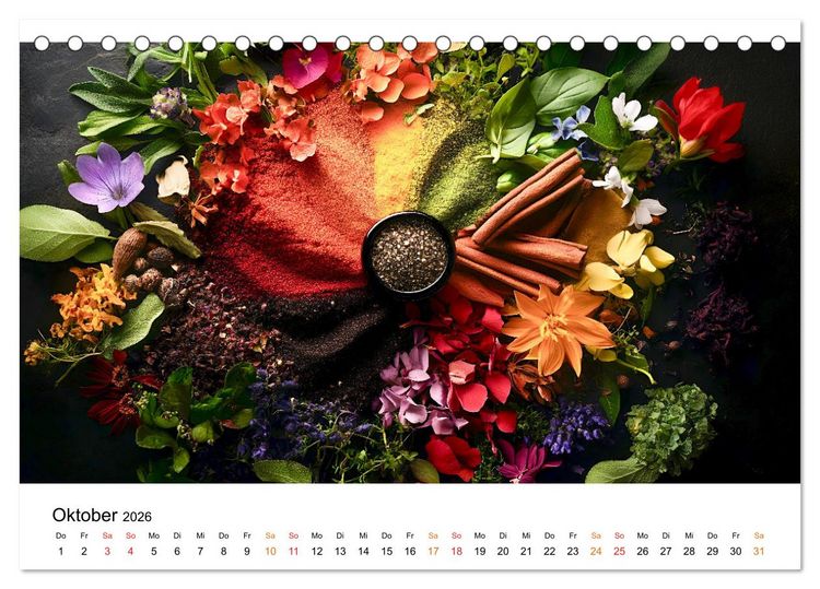 Produktbild: K&uuml;chenkalender Gew&uuml;rzwelt (Tischkalender 2026 DIN A5 quer), CALVENDO Monatskalender