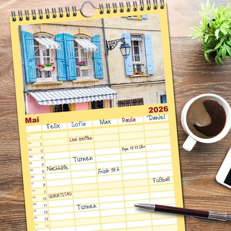 Produktbild: Familienplaner 2026 - Provence. Licht und Lebensfreude mit 5 Spalten (Wandkalender, 21 x 45 cm) CALVENDO