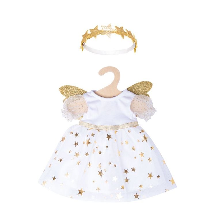 Produktbild: Puppen-Kleid Schutzengel mit Sternen-Haarband, Gr. 35-45 cm