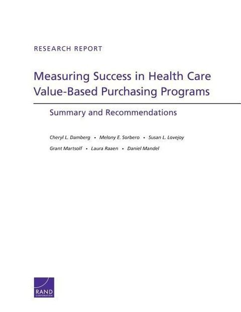 Produktbild: Measuring Success in Health Care Value-Based Purchasing Programs