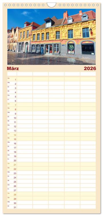 Produktbild: Familienplaner 2026 - Lille - Charmante Metropole in Nordfrankreich mit 5 Spalten (Wandkalender, 21 x 45 cm) CALVENDO