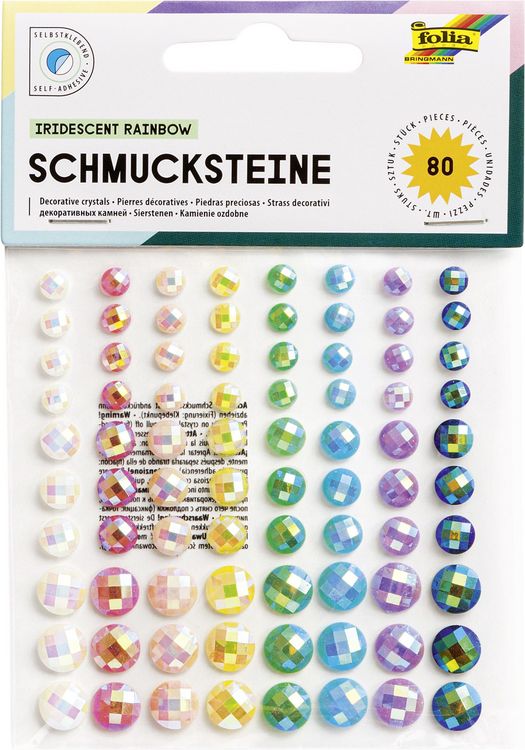 Produktbild: Folia  Schmucksteine IRIDESCENT RAINBOW, selbstklebend, 80 St&uuml;ck