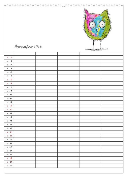 Produktbild: Bunte Freunde (hochwertiger Premium Wandkalender 2026 DIN A2 hoch), Kunstdruck in Hochglanz
