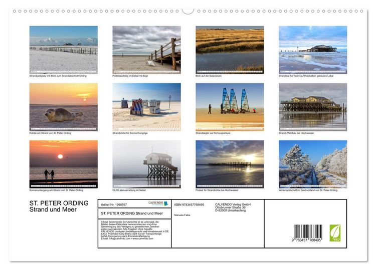 Produktbild: ST. PETER ORDING Strand und Meer (hochwertiger Premium Wandkalender 2026 DIN A2 quer), Kunstdruck in Hochglanz