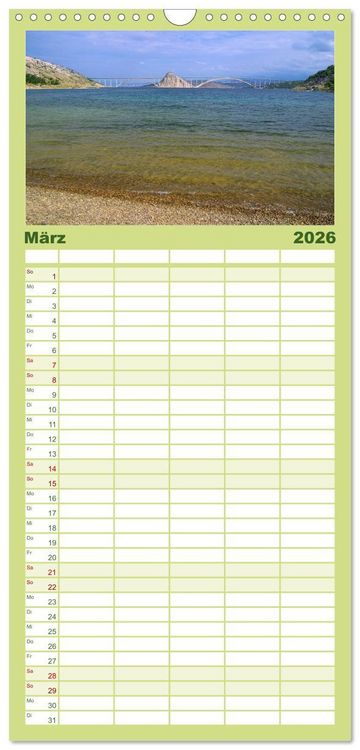 Produktbild: Familienplaner 2026 - Kvarner Golf - Kroatien mit 5 Spalten (Wandkalender, 21 x 45 cm) CALVENDO