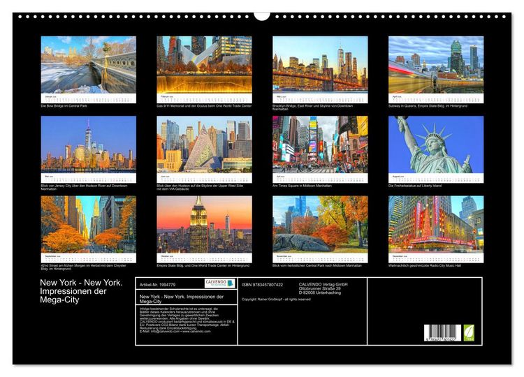 Produktbild: New York - New York. Impressionen der Mega-City (Wandkalender 2026 DIN A2 quer), CALVENDO Monatskalender
