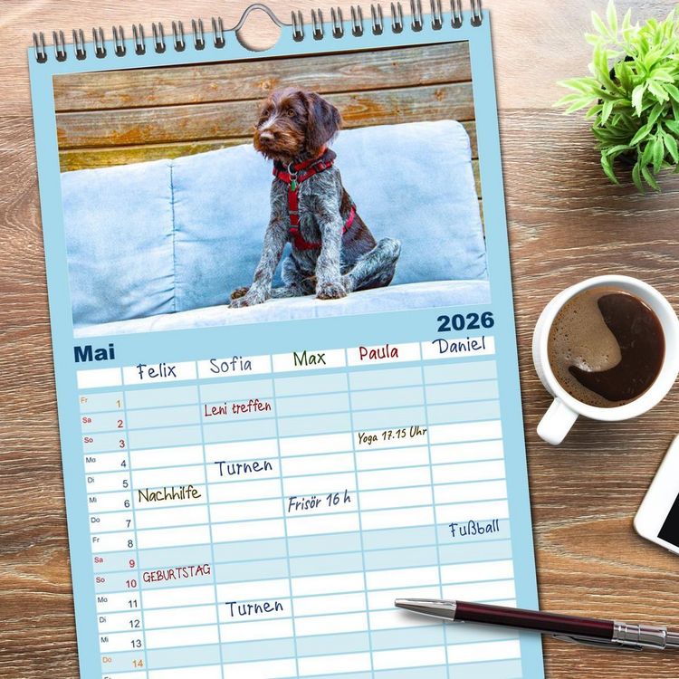 Produktbild: Familienplaner 2026 - Witzige Fellnasen mit 5 Spalten (Wandkalender, 21 x 45 cm) CALVENDO
