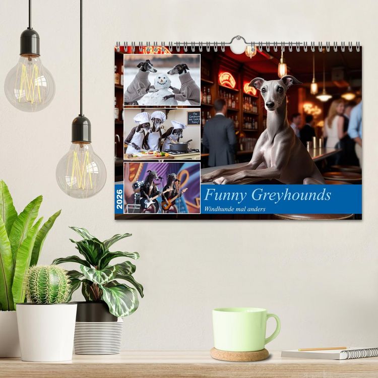 Produktbild: Funny Greyhounds - Windhunde mal anders (Wandkalender 2026 DIN A4 quer), CALVENDO Monatskalender