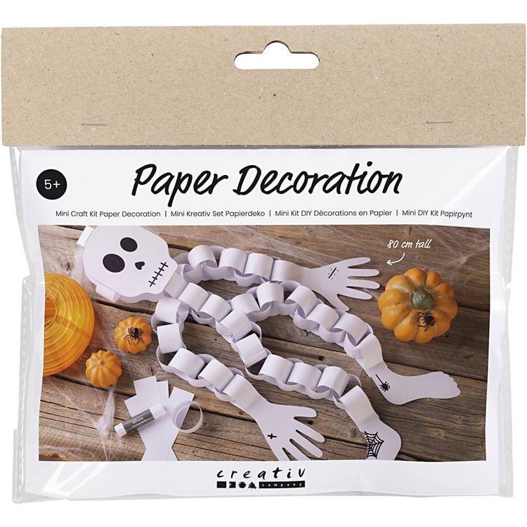 Produktbild: Creativ Company Mini Kreativ Set Papierdeko, Skelett, Schwarz/Wei&szlig;
