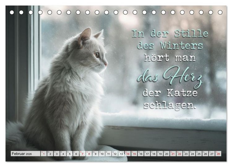 Produktbild: Katzenpoesie - Herzber&uuml;hrende Verse (Tischkalender 2026 DIN A5 quer), CALVENDO Monatskalender
