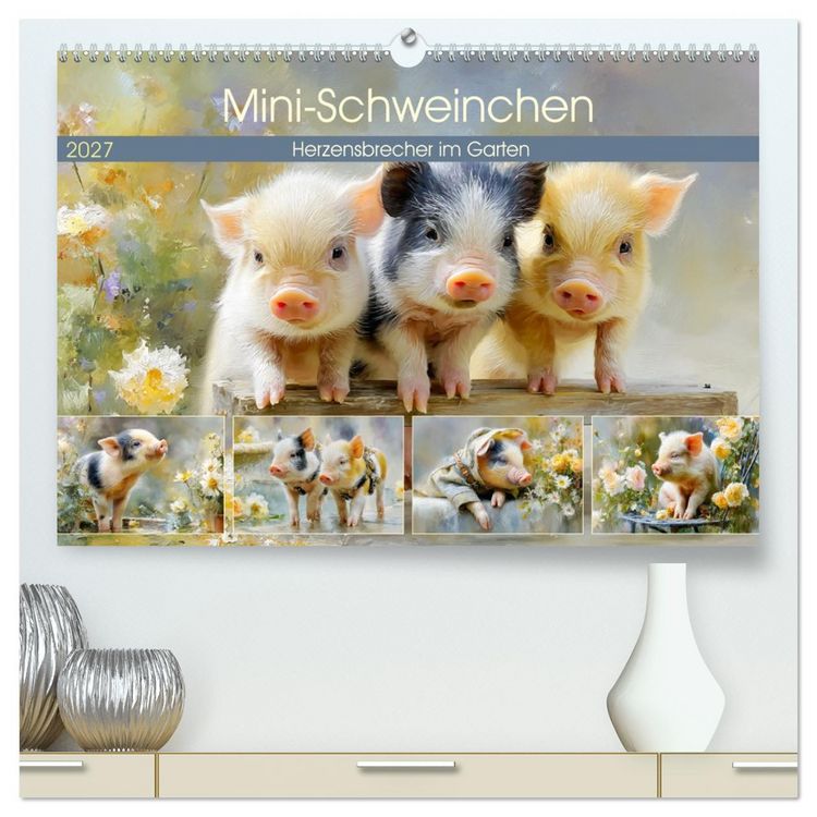 Produktbild: Mini-Schweinchen. Herzensbrecher im Garten (hochwertiger Premium Wandkalender 2027 DIN A2 quer), Kunstdruck in Hochglanz