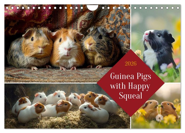 Produktbild: Guinea Pigs with Happy Squeal (Wall Calendar 2026 DIN A4 landscape), CALVENDO 12 Month Wall Calendar