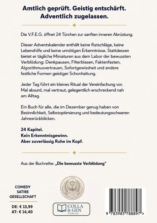Produktbild: Adventskalender der bewussten Verbl&ouml;dung &ndash; Ein Aufruf zur geistigen Abr&uuml;stung