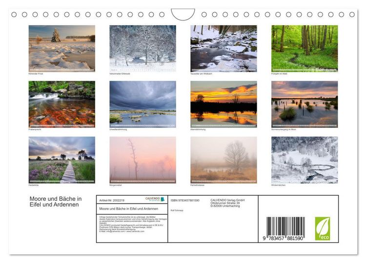 Produktbild: Moore und B&auml;che in Eifel und Ardennen (Wandkalender 2026 DIN A4 quer), CALVENDO Monatskalender